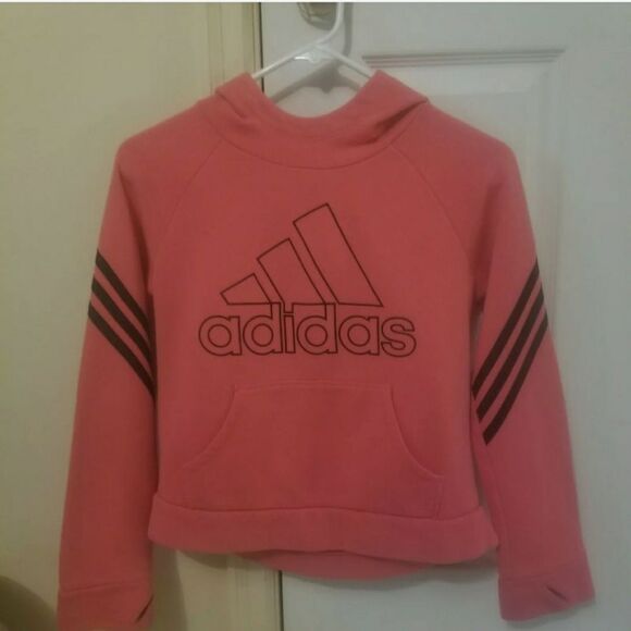 Adidas Girl's 3-Stripe Pullover Hoodie Sweatshirt Athleisure Pink Size Large - Picture 2 of 11